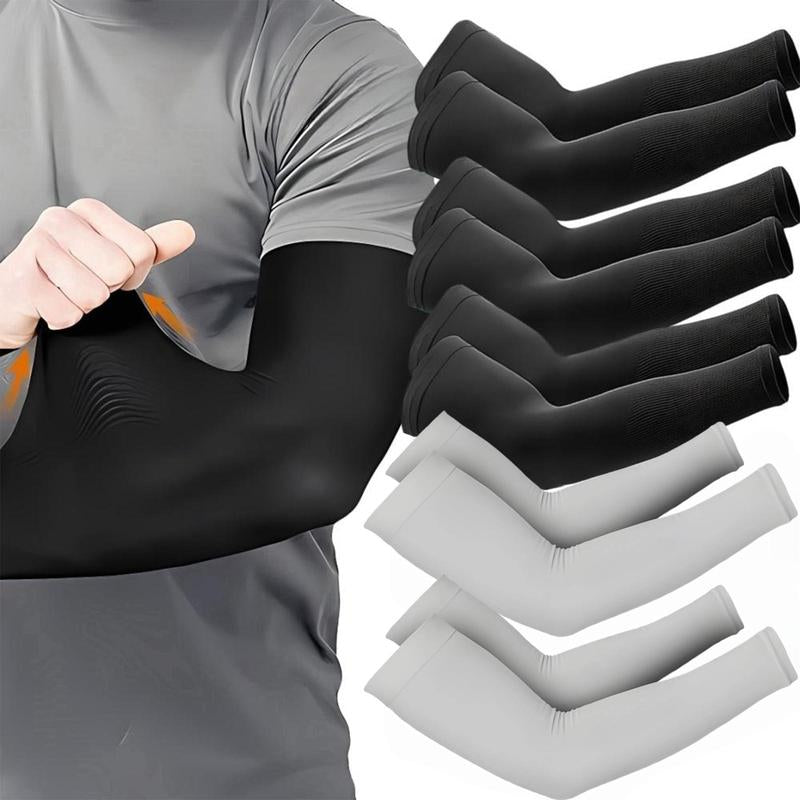 Ice Silk Arm Sleeves, 5 Pairs Sun-Resistant Cooling Arm Sleeves, Sports Arm Sleeves for Outdoor Protective Sports, Fishing, Golf, Gym Accessories, Home Gym Equipment, Compression Sleeves, Arm Guard, Sun Protection