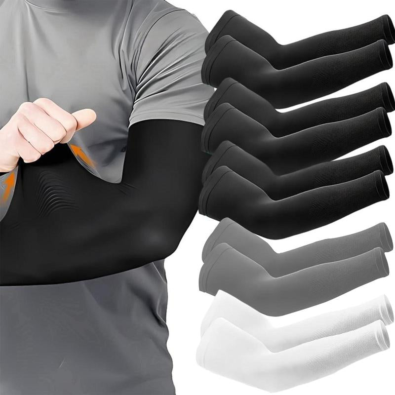 Ice Silk Arm Sleeves, 5 Pairs Sun-Resistant Cooling Arm Sleeves, Sports Arm Sleeves for Outdoor Protective Sports, Fishing, Golf, Gym Accessories, Home Gym Equipment, Compression Sleeves, Arm Guard, Sun Protection