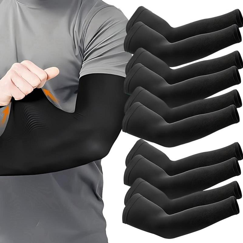 Ice Silk Arm Sleeves, 5 Pairs Sun-Resistant Cooling Arm Sleeves, Sports Arm Sleeves for Outdoor Protective Sports, Fishing, Golf, Gym Accessories, Home Gym Equipment, Compression Sleeves, Arm Guard, Sun Protection