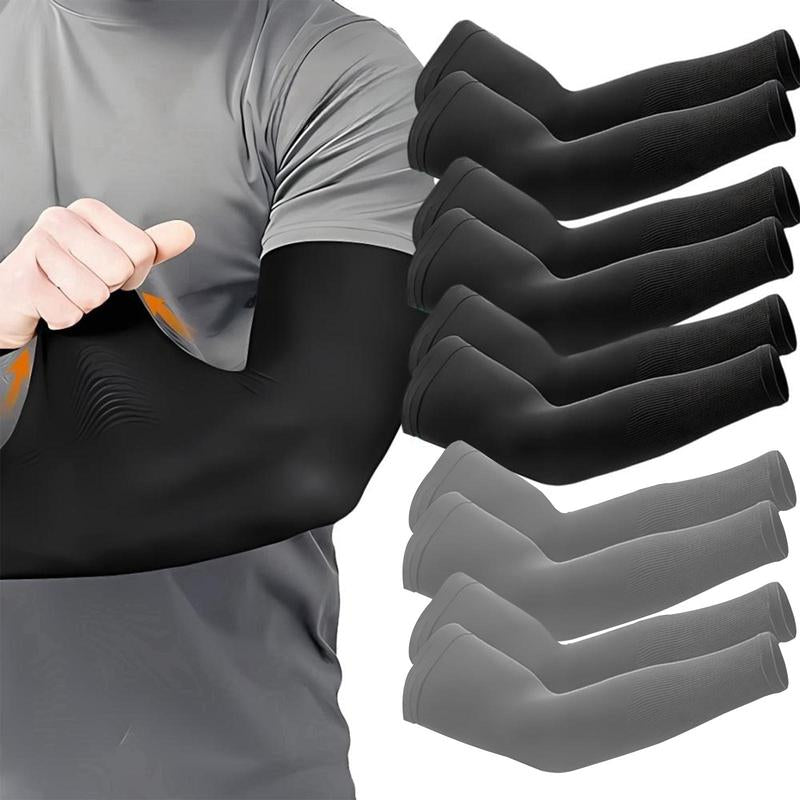 Ice Silk Arm Sleeves, 5 Pairs Sun-Resistant Cooling Arm Sleeves, Sports Arm Sleeves for Outdoor Protective Sports, Fishing, Golf, Gym Accessories, Home Gym Equipment, Compression Sleeves, Arm Guard, Sun Protection
